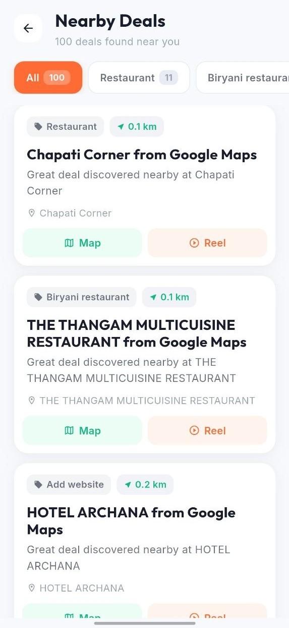 NammaSpot trending offers screen