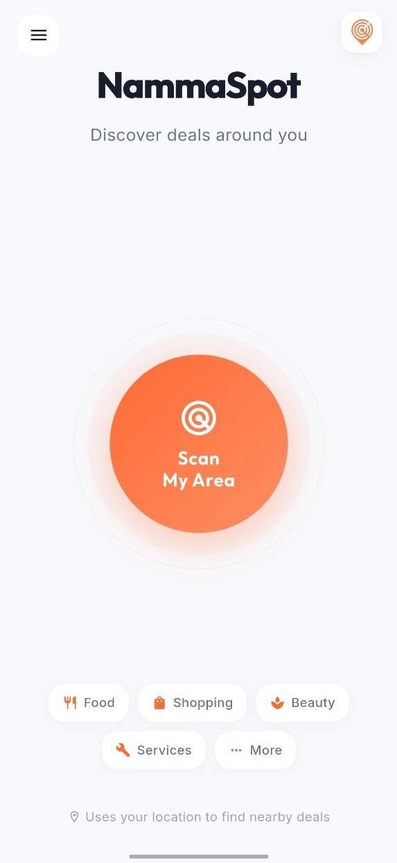 NammaSpot nearby places screen