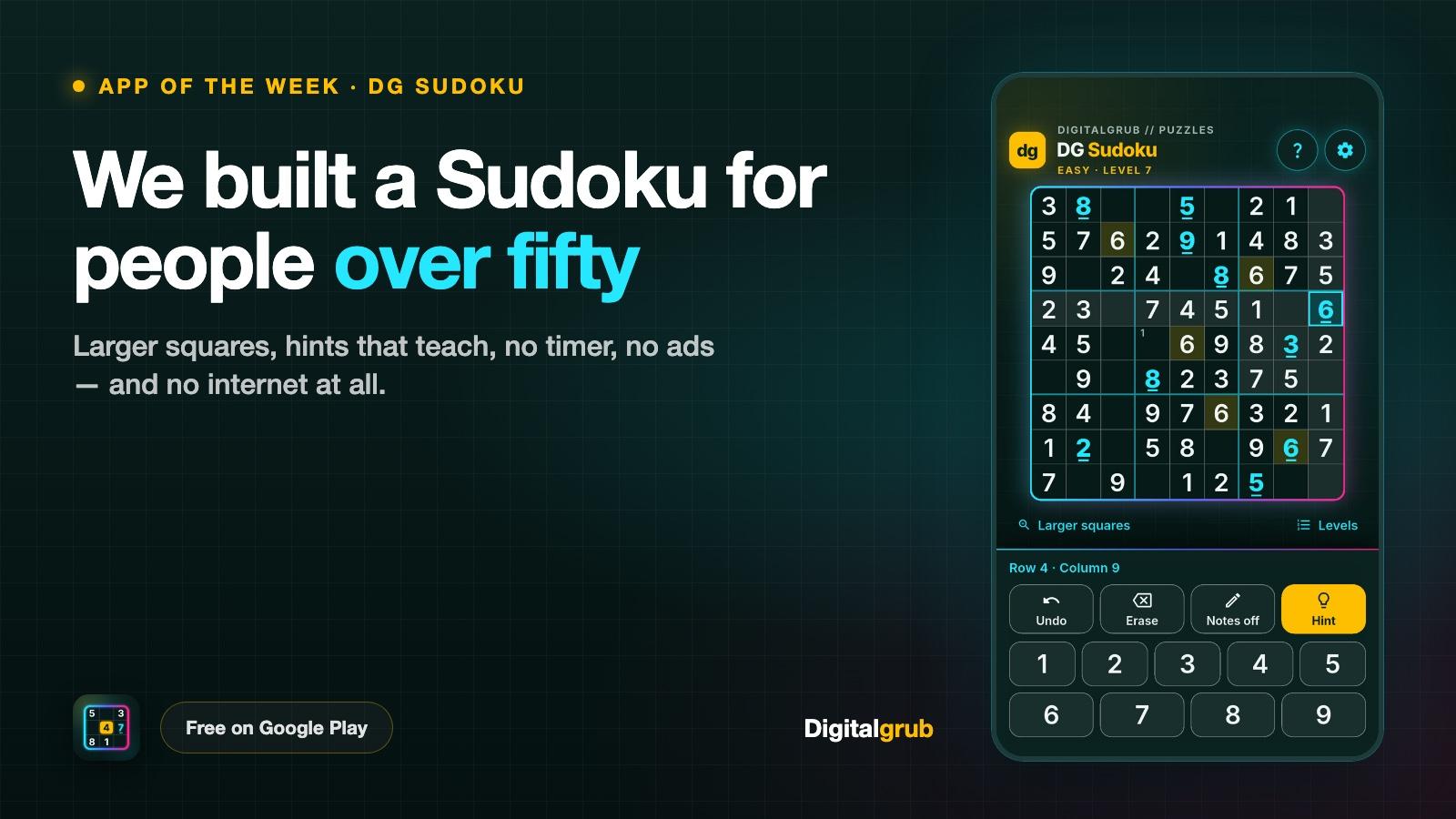 DG Sudoku — Sudoku, comfortably. At your own pace.