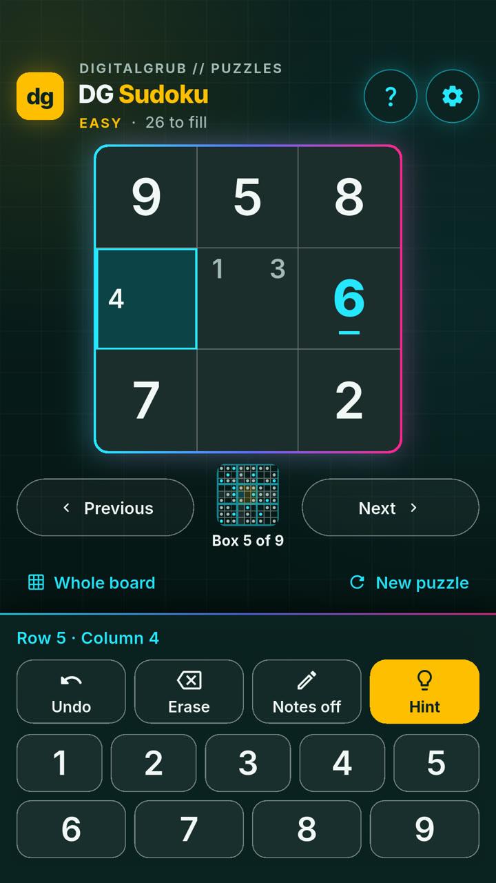 Larger squares view of one enlarged 3×3 box