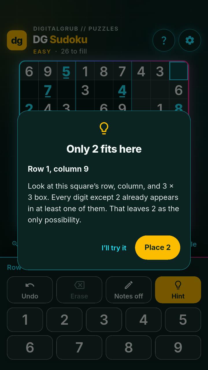 A hint explaining why only 2 fits in a square