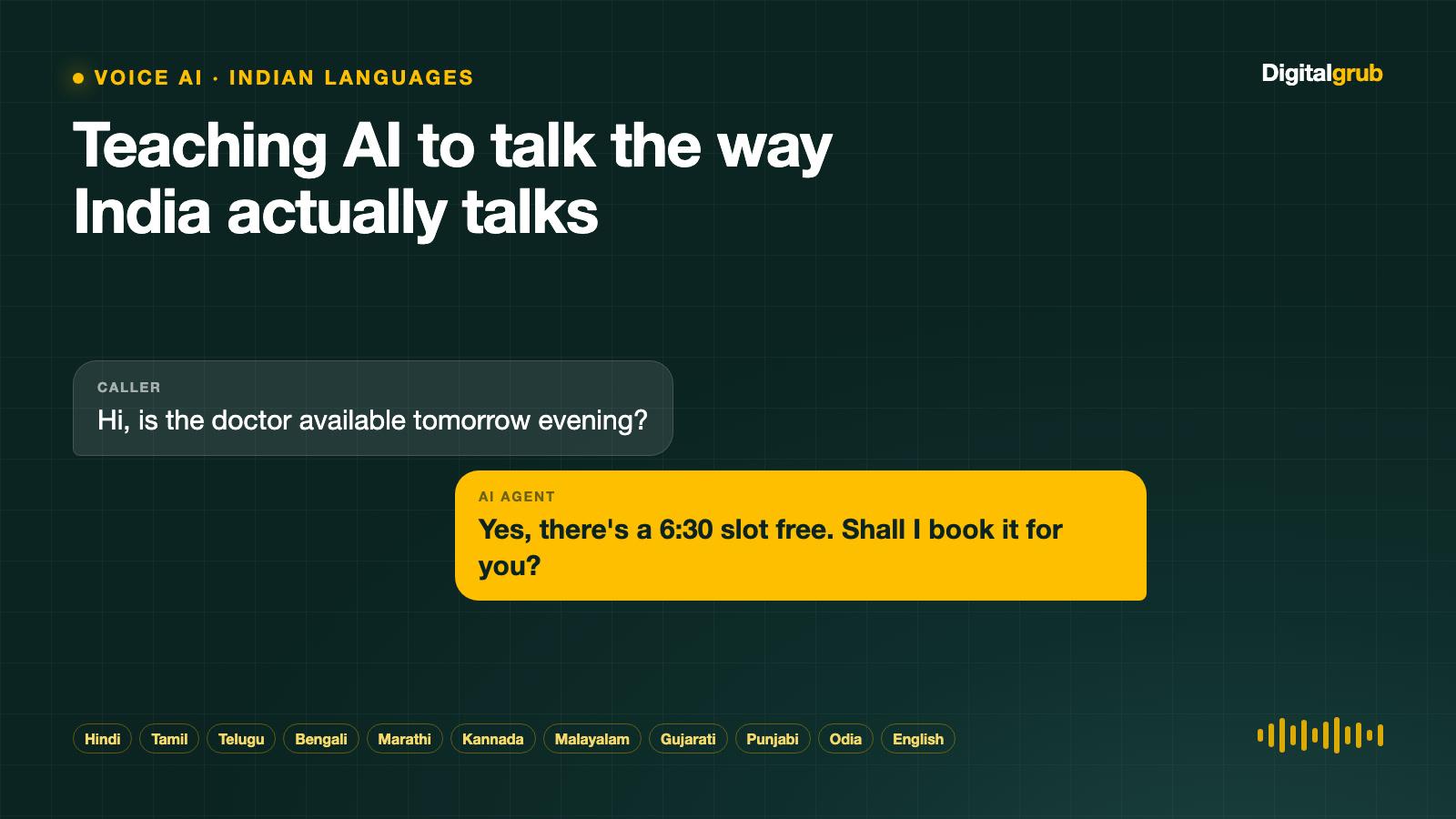 A phone call answered by an AI voice agent that understands Indian languages